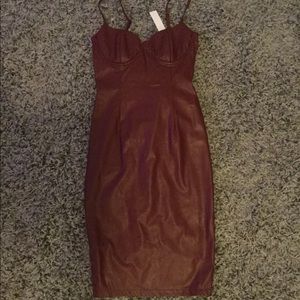 Burgundy faux leather dress